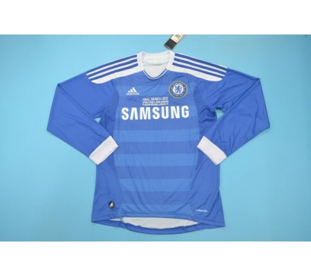 Chelsea 11/12 UCL Final Home Blue Long Sleeve Soccer Jersey